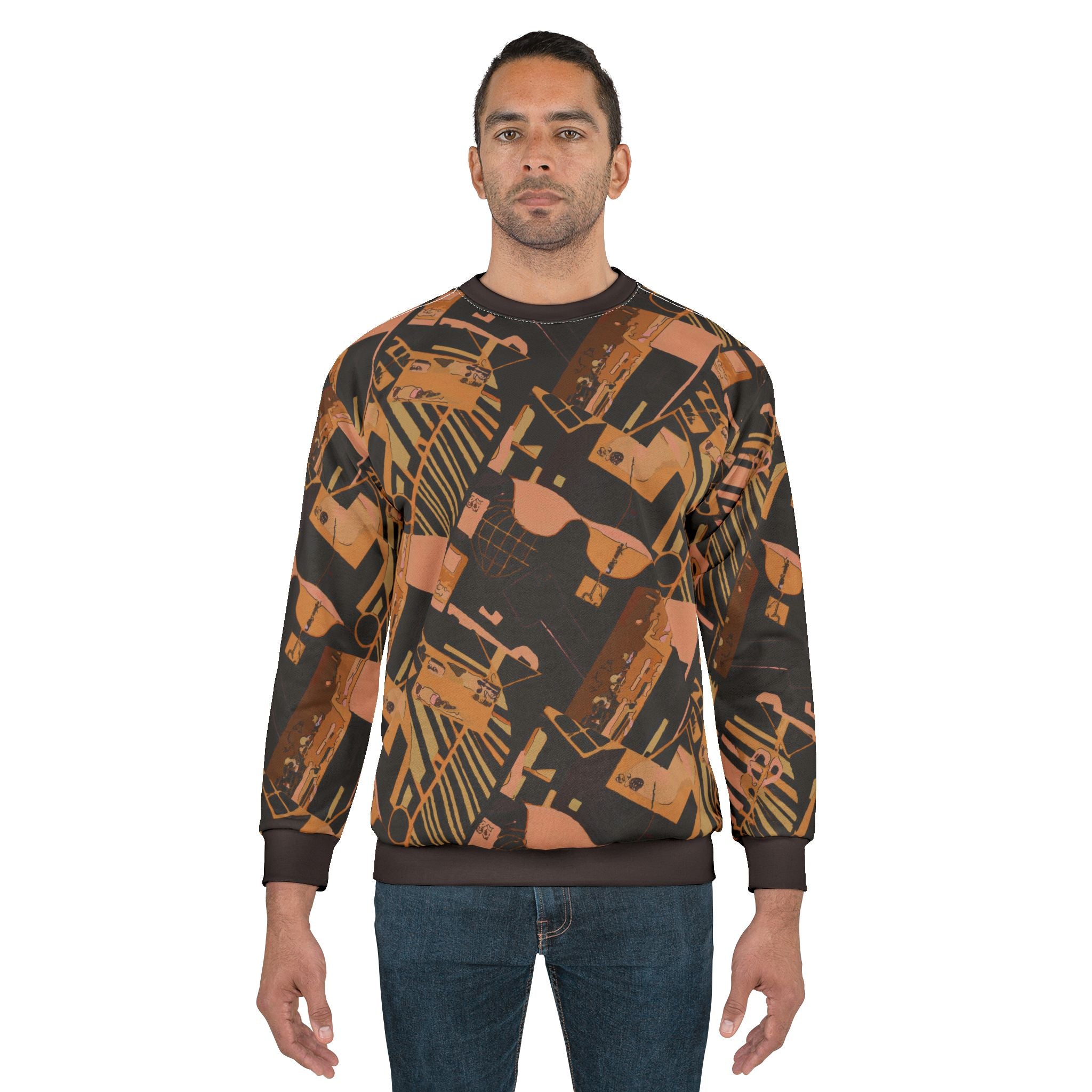 Retro Earth Tones Graphic Sweatshirt – All-Over Print