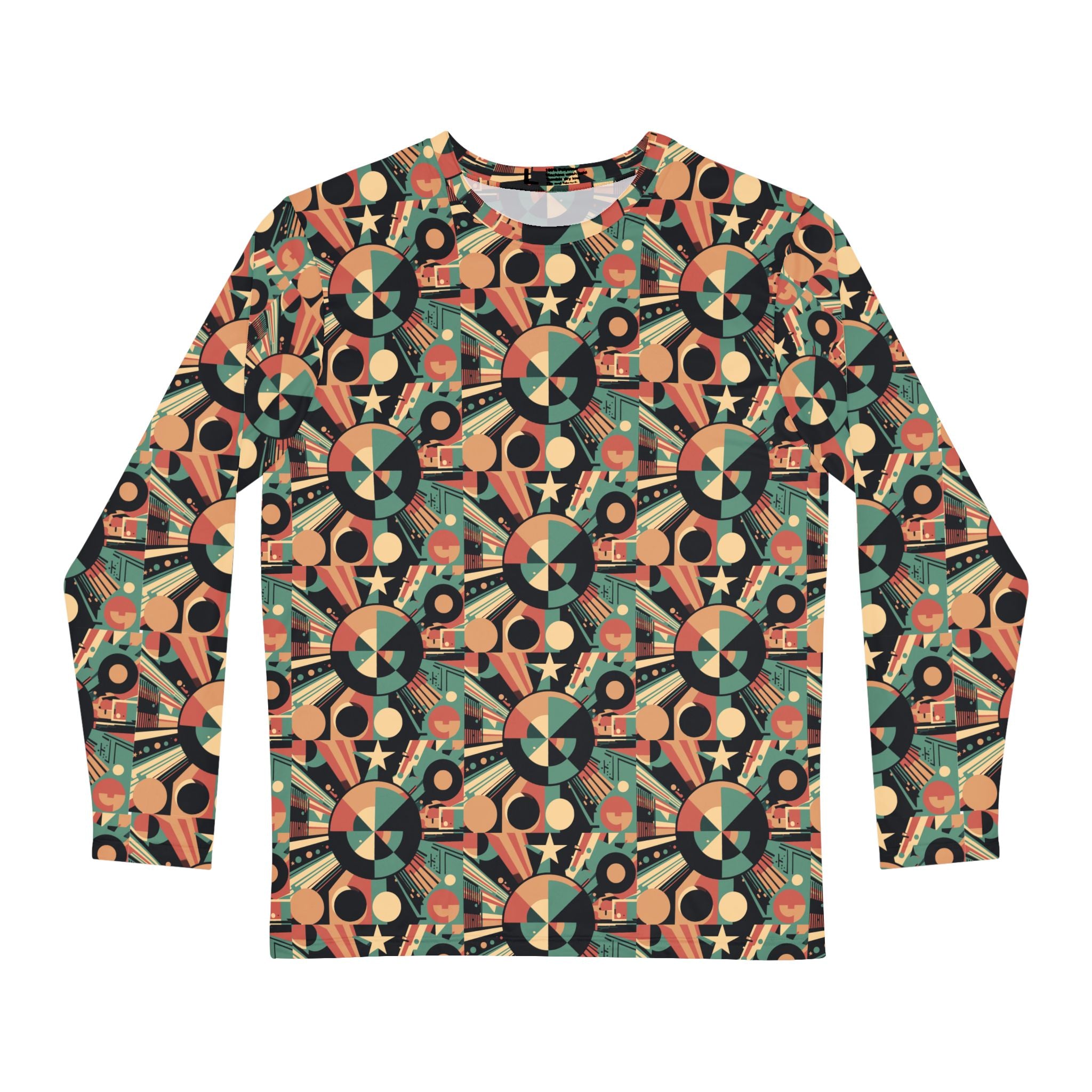 Men's Retro Geometric All-Over Print Long Sleeve Shirt