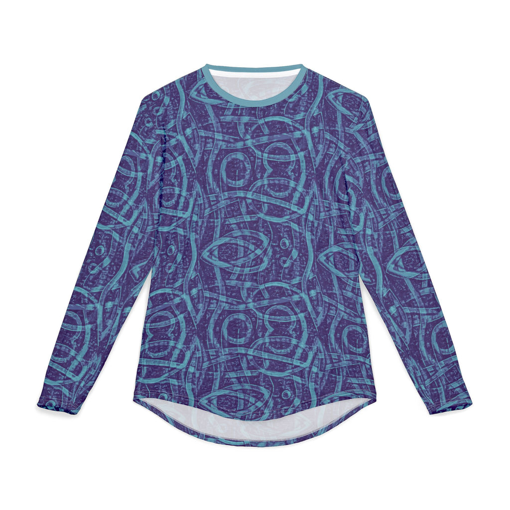 Men's UV Long-Sleeve Shirt "UPF 50+" protection— Blue Geometric AOP Sun Protection Top