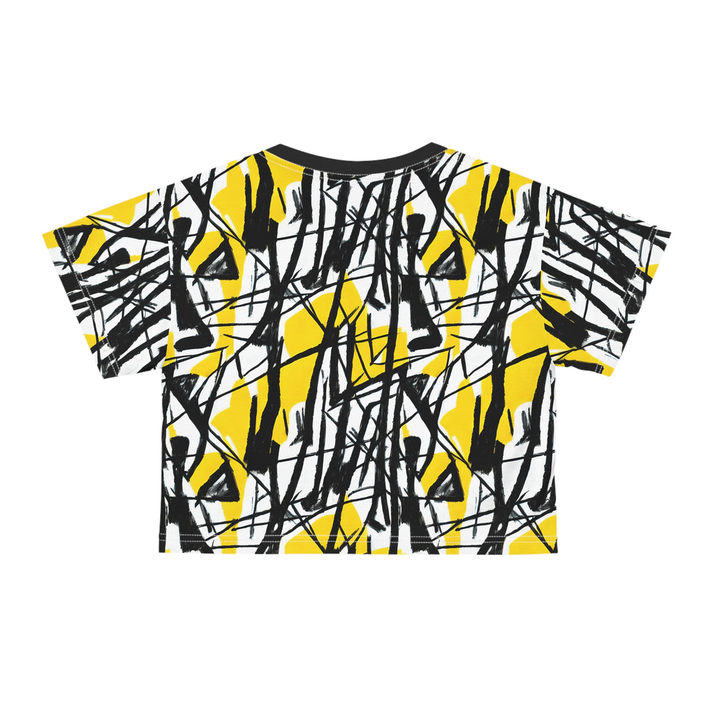 Abstract Yellow & Black Crop Tee — Graphic Urban Streetwear