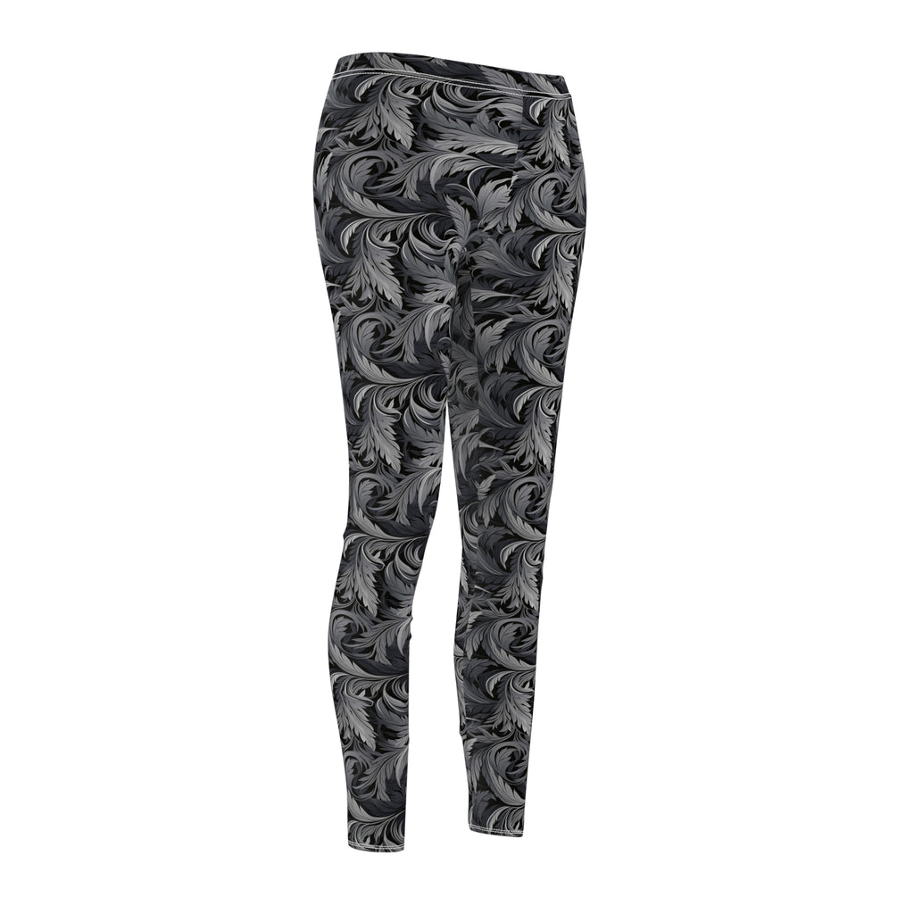 Women's Patterned Leggings — Monochrome Swirl All-Over Print