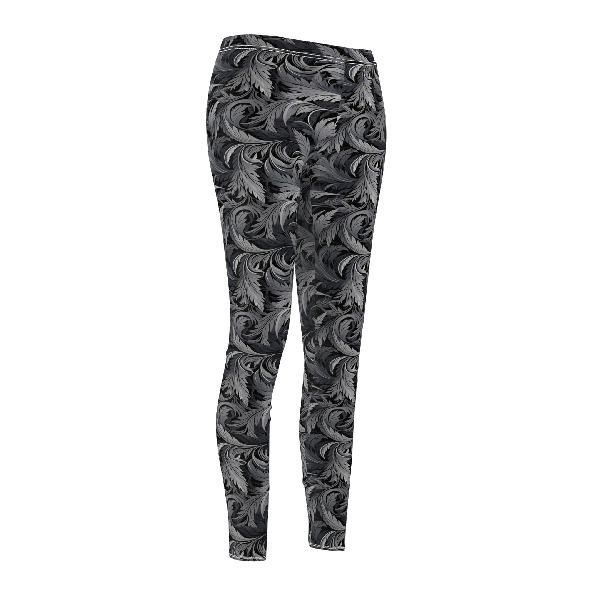 Women's Patterned Leggings — Monochrome Swirl All-Over Print