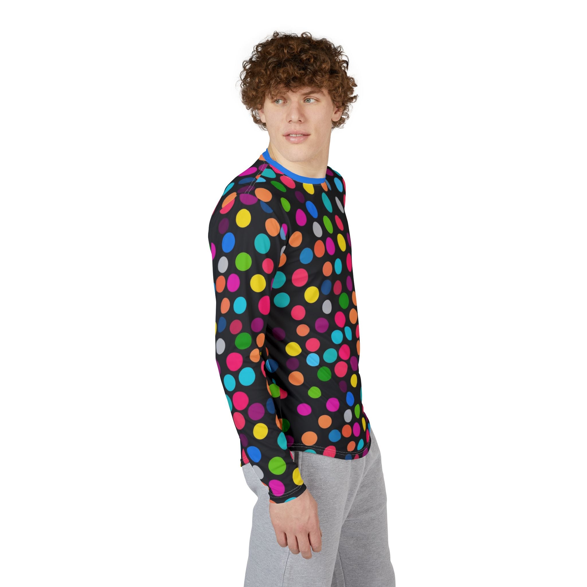 Men's UV Long Sleeve Shirt — Bright Neon Polka Dot All-Over Print