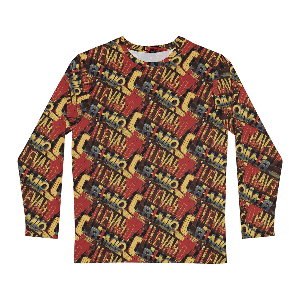 Long Sleeve Shirt — Retro Graffiti 'Levántate' All-Over Print