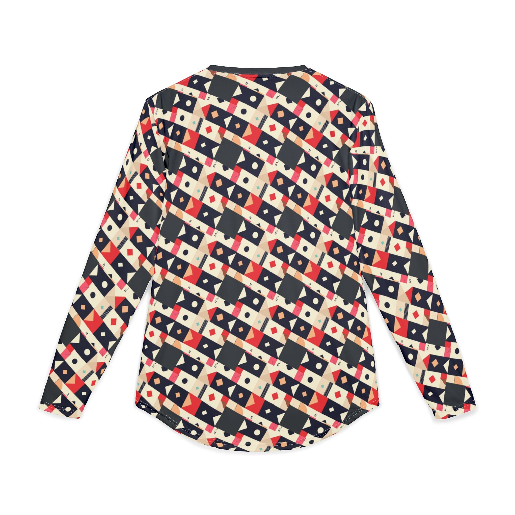Men's Long Sleeve UV Shirt —  "UPF 50+" Retro Geometric Nautical Pattern