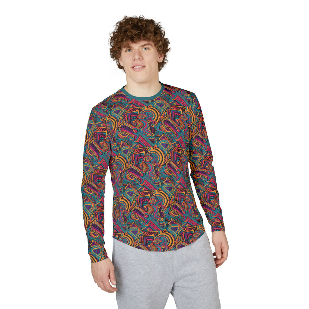 Men's UV Long Sleeve Shirt —  "UPF 50+" Vibrant Abstract Geometric AOP