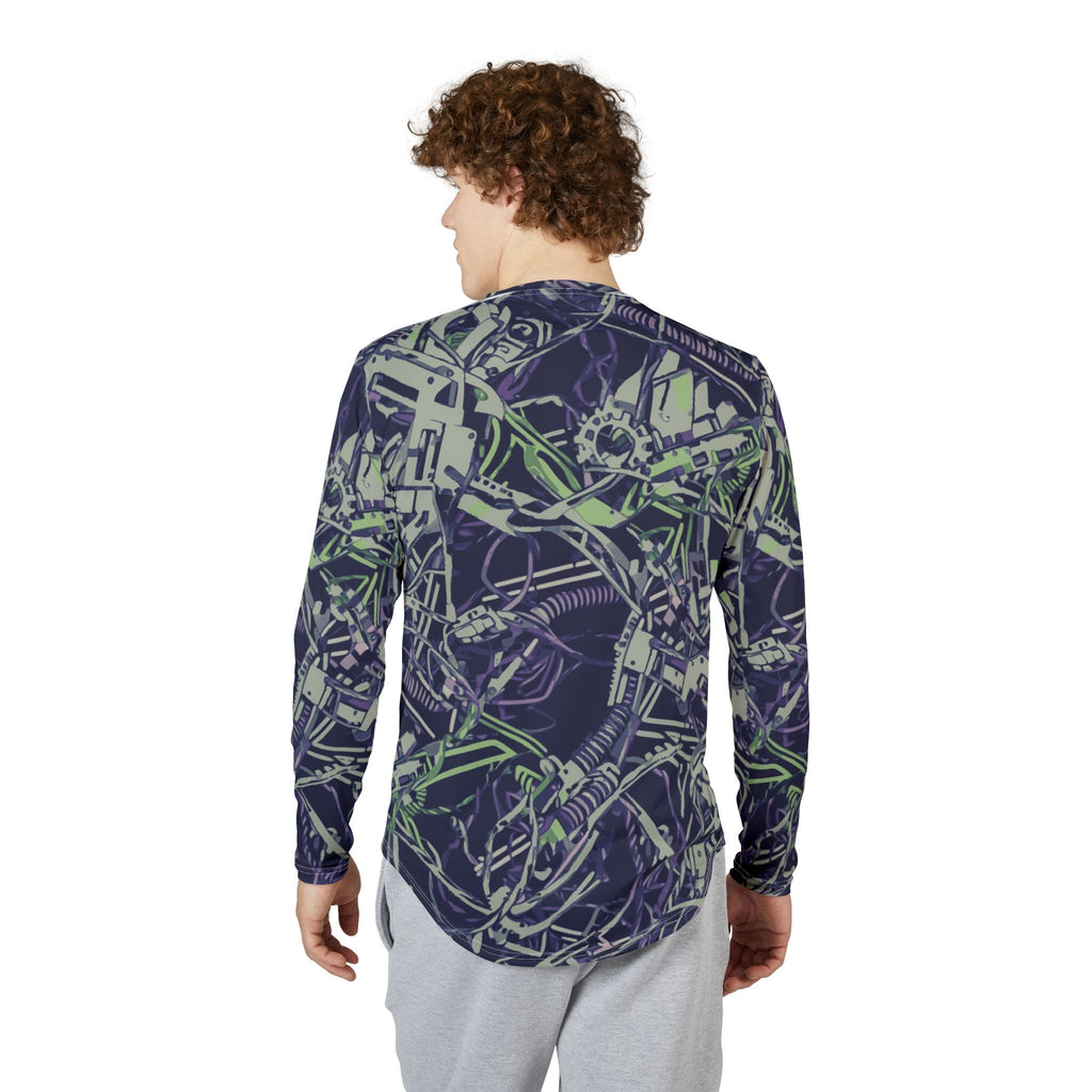 Men's UV Long Sleeve Shirt —"UPF 50+" protection  Abstract Mechanical Camouflage AOP