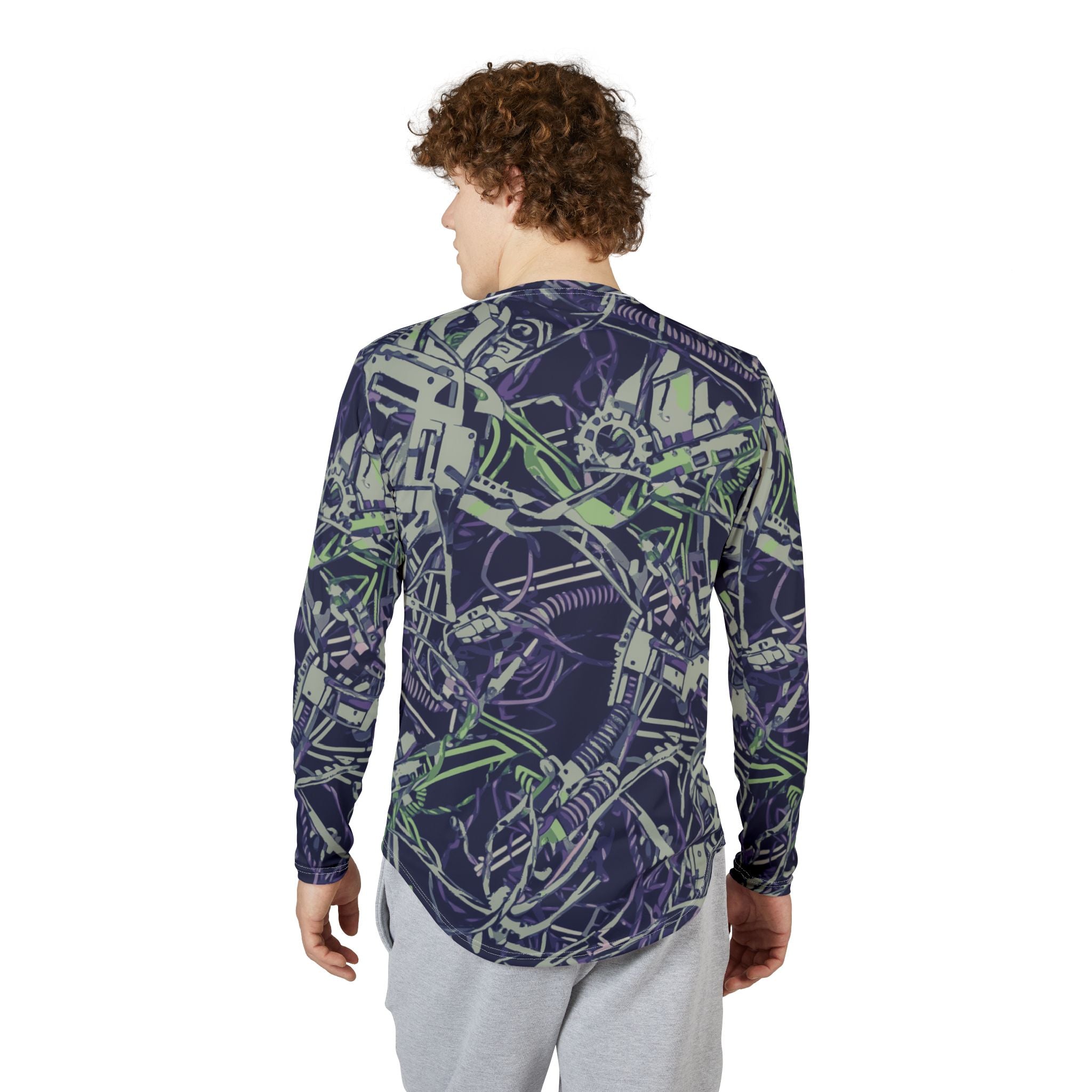 Men's UV Long Sleeve Shirt —"UPF 50+" protection  Abstract Mechanical Camouflage AOP