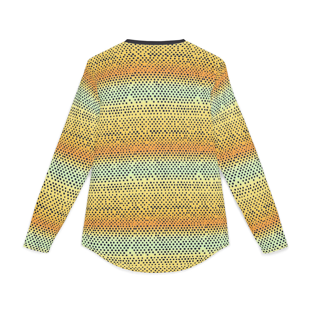 Men's UV Long Sleeve Shirt -  "UPF 50+" Sunset Striped Dot Pattern (UV Protection)
