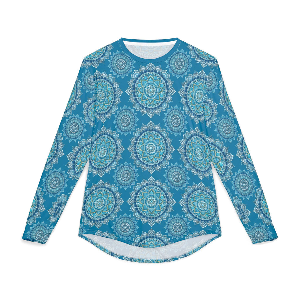 Men's UV Long Sleeve Shirt —  "UPF 50+" Teal Mandala Sun Protection Top