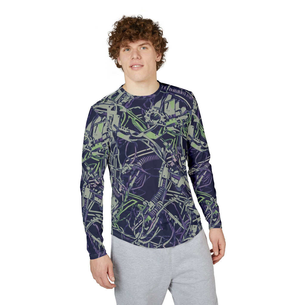 Men's UV Long Sleeve Shirt —"UPF 50+" protection  Abstract Mechanical Camouflage AOP