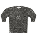 All-over print sweatshirt, dark gray with white compass and nautical clock icons