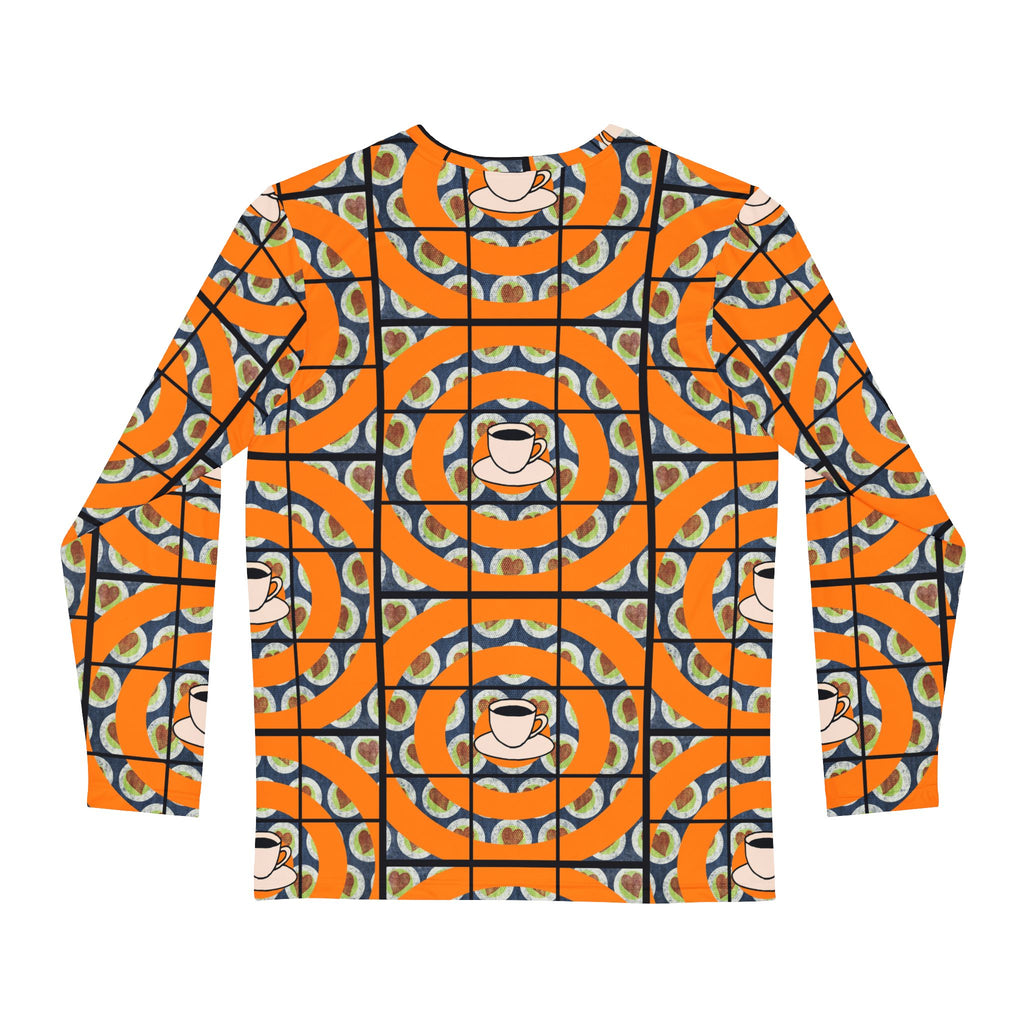 Retro Orange Lion Pattern Long Sleeve Shirt