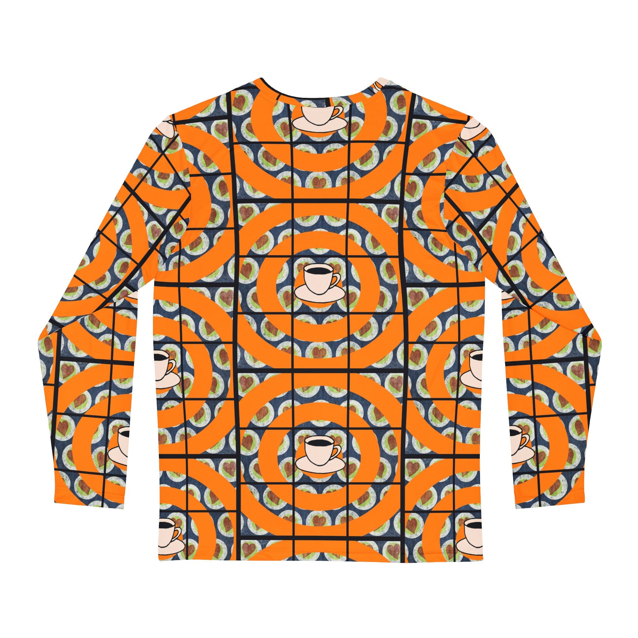 Retro Orange Lion Pattern Long Sleeve Shirt