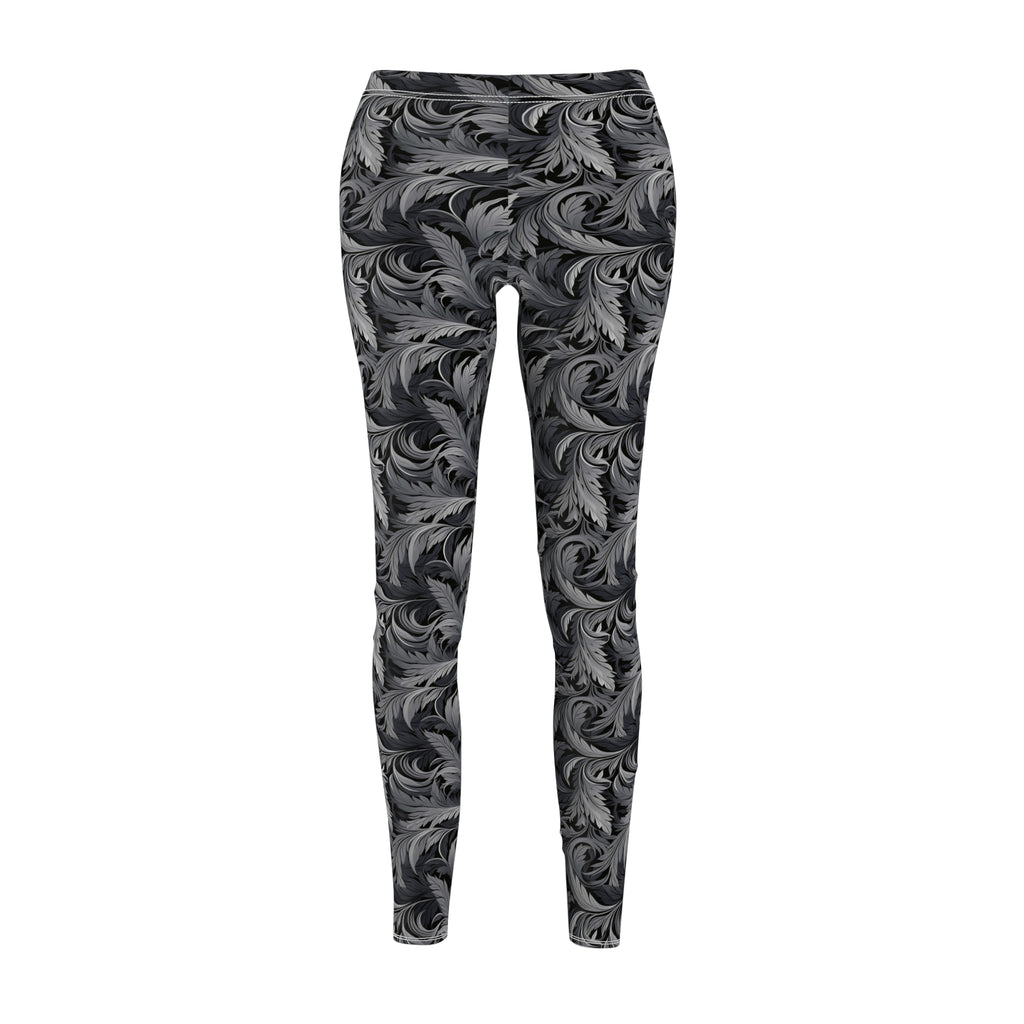 Women's Patterned Leggings — Monochrome Swirl All-Over Print