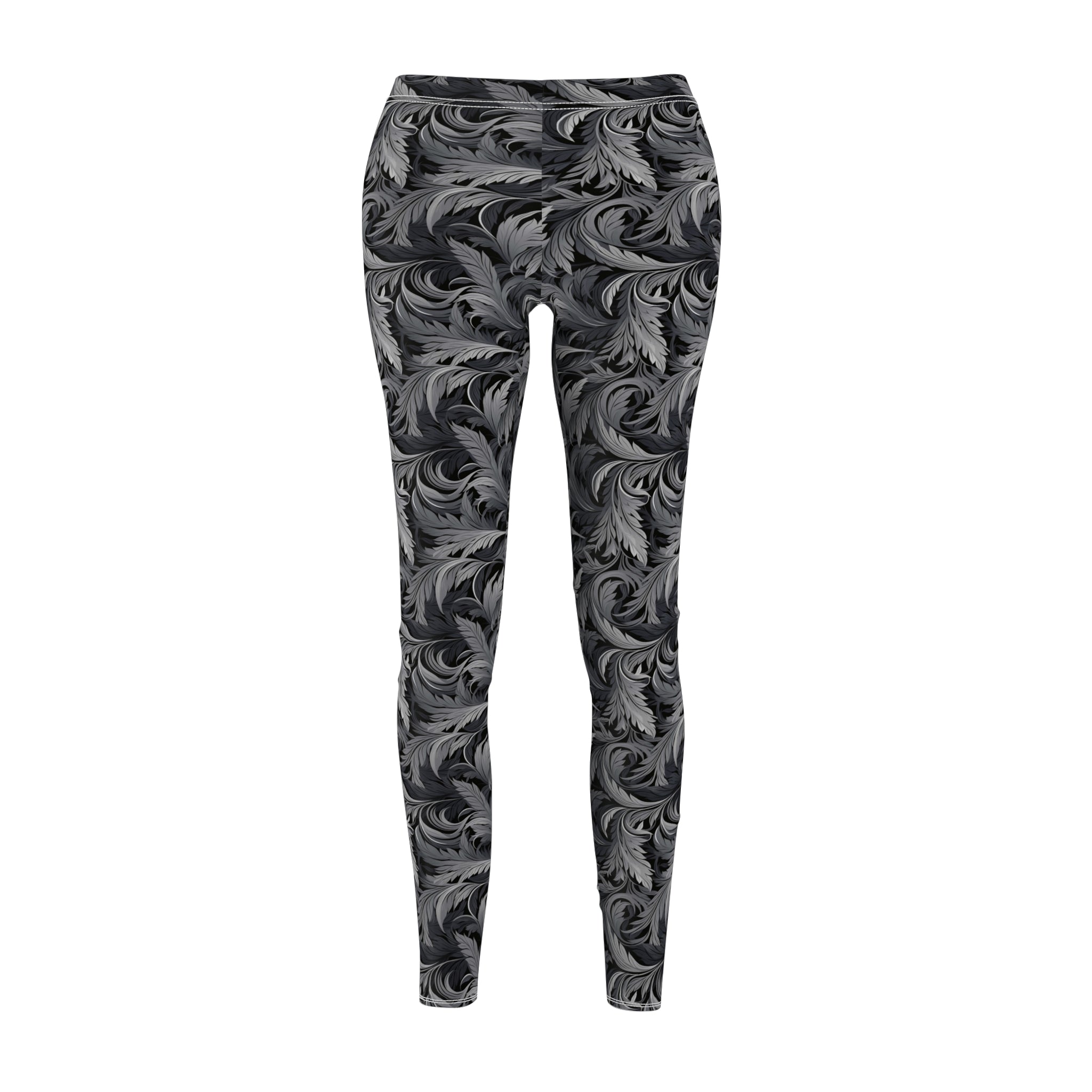 Women's Patterned Leggings — Monochrome Swirl All-Over Print