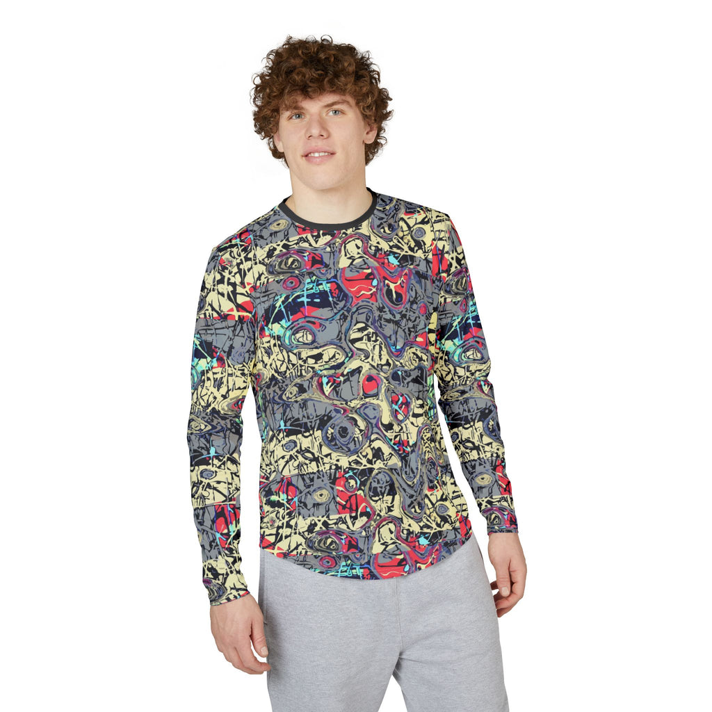 Men's Long Sleeve UV Shirt — "UPF 50+" Abstract Graffiti All-Over Print