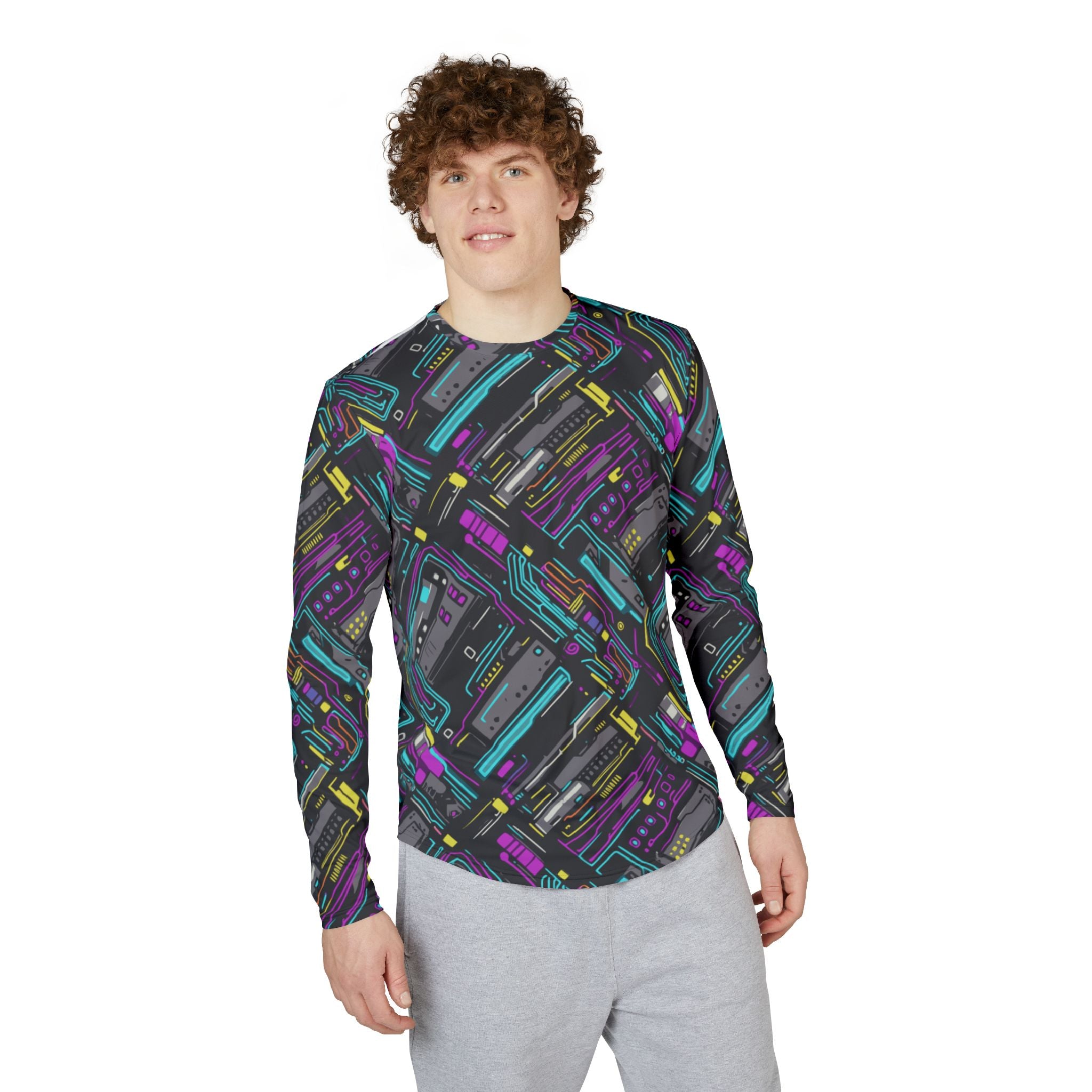 Retro Cassette Pattern Long Sleeve Shirt "UPF 50+" protection — UV Protection
