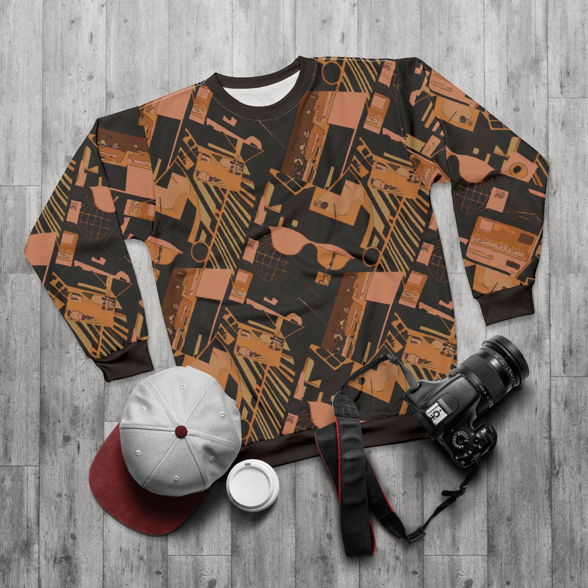 Retro Earth Tones Graphic Sweatshirt – All-Over Print