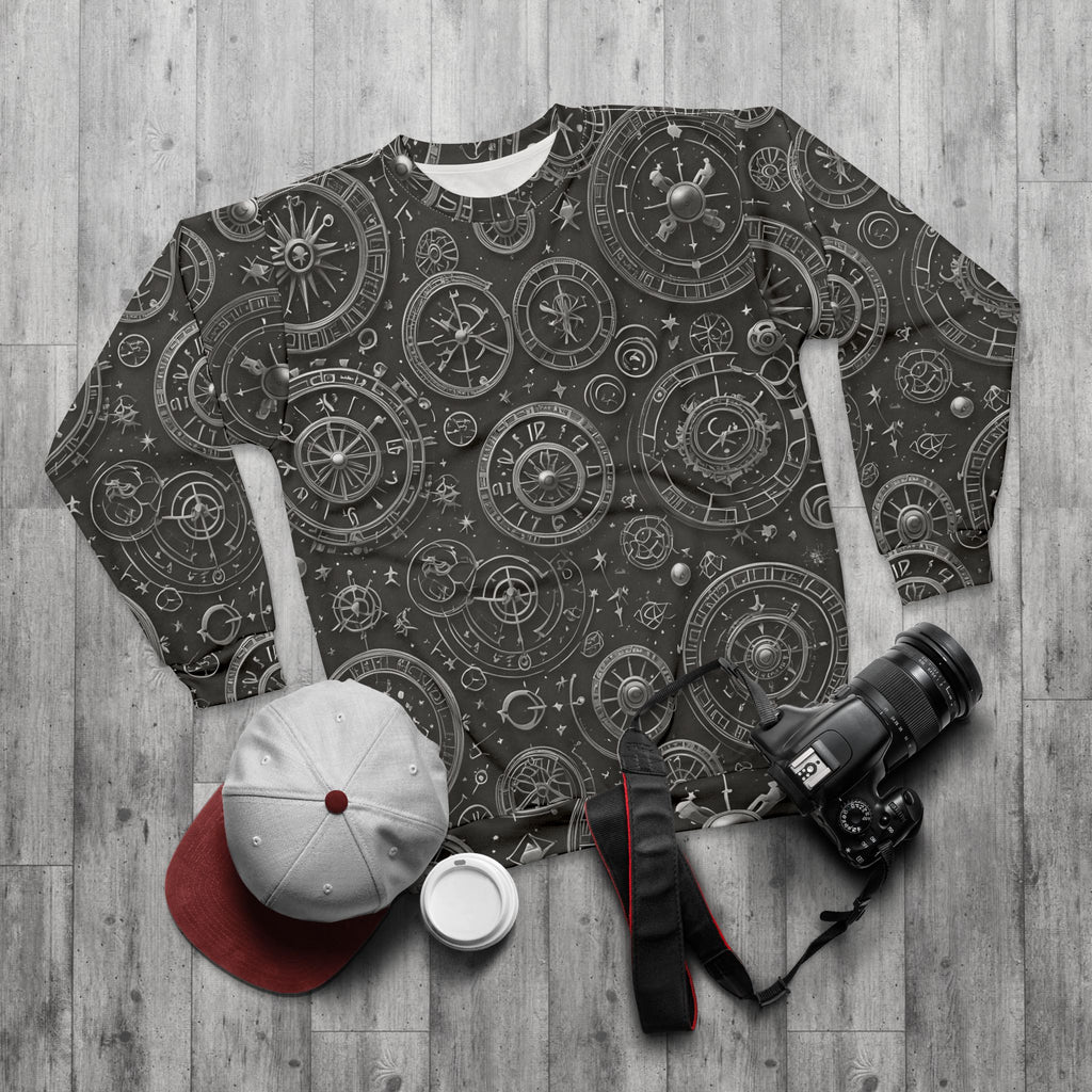 Compass Gear Sweatshirt — Vintage Nautical Steampunk All-Over Print