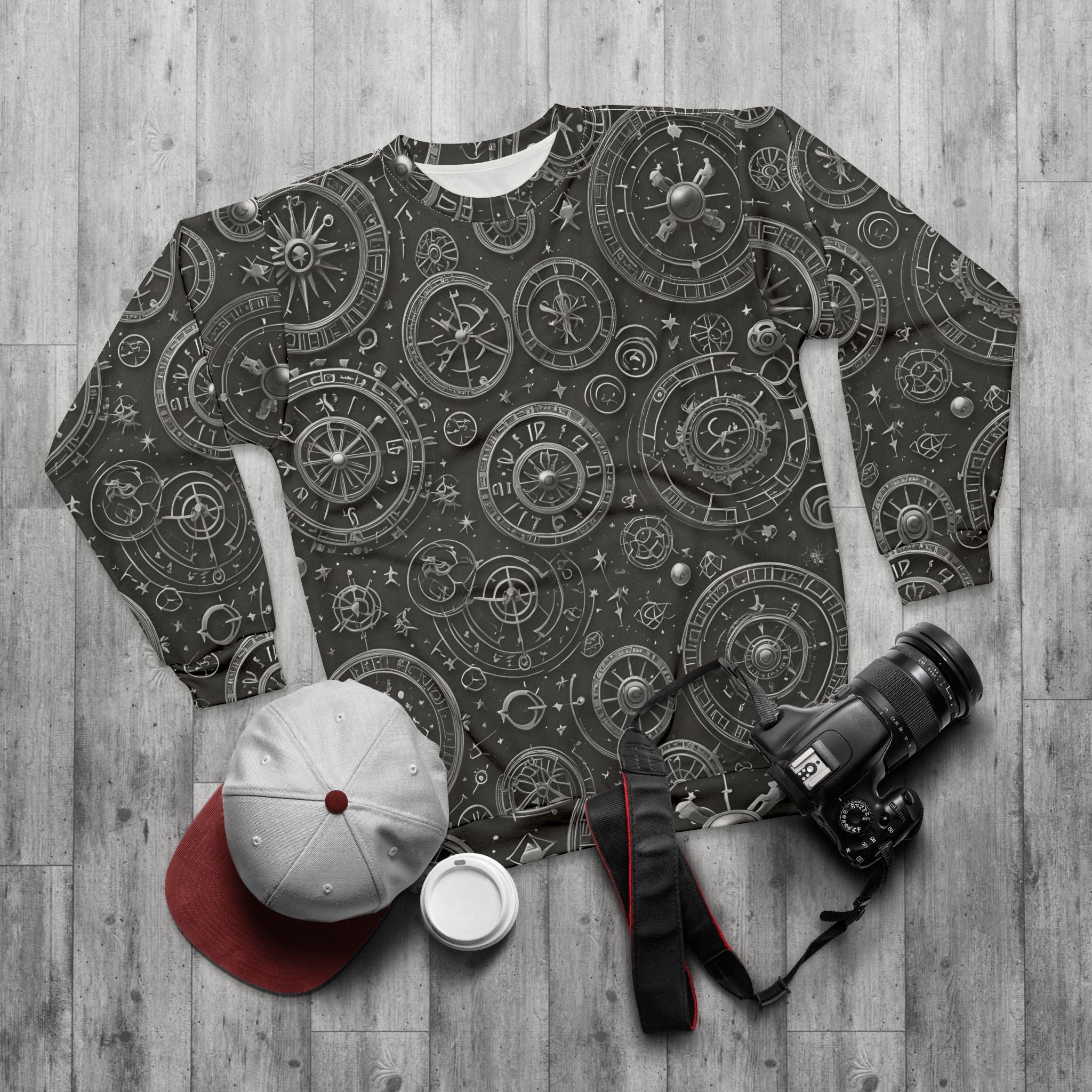 Compass Gear Sweatshirt — Vintage Nautical Steampunk All-Over Print