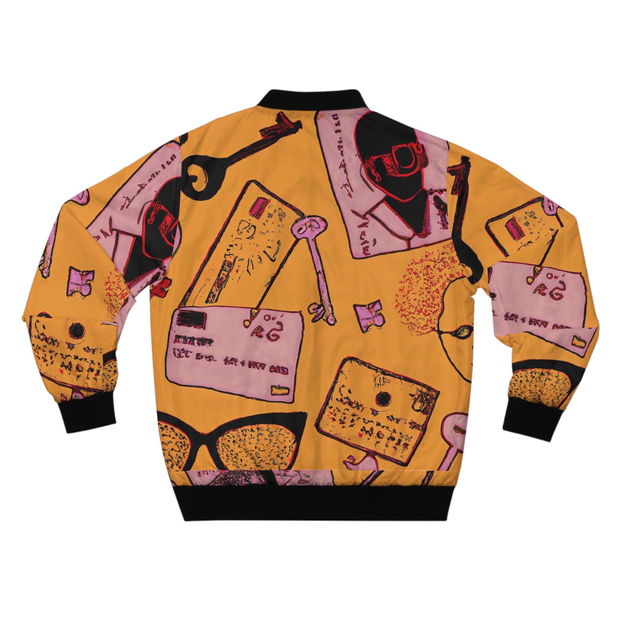 Vintage Notes Pattern Bomber Jacket