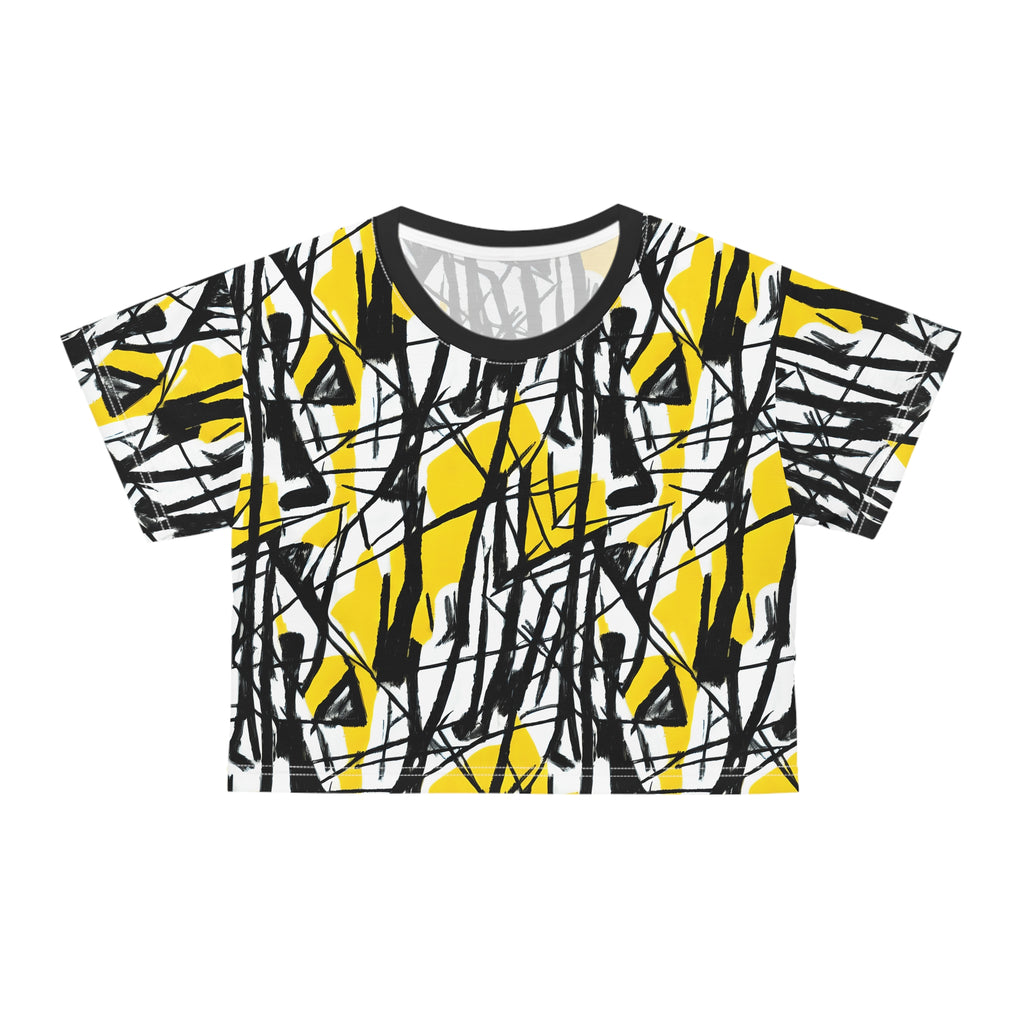 Abstract Yellow & Black Crop Tee — Graphic Urban Streetwear