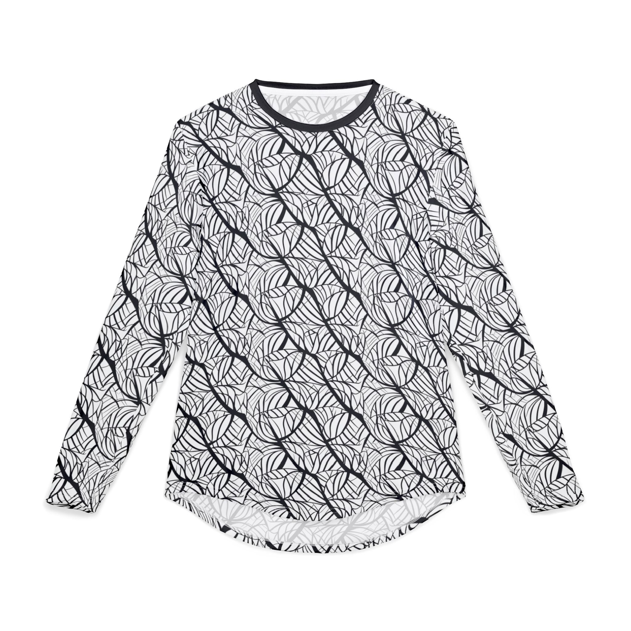 Men's UV Protection Long Sleeve Shirt — "UPF 50+"Monochrome Leaf Pattern Sun Shirt