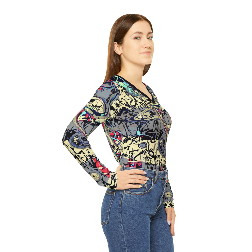 Abstract Graffiti V-Neck Long Sleeve