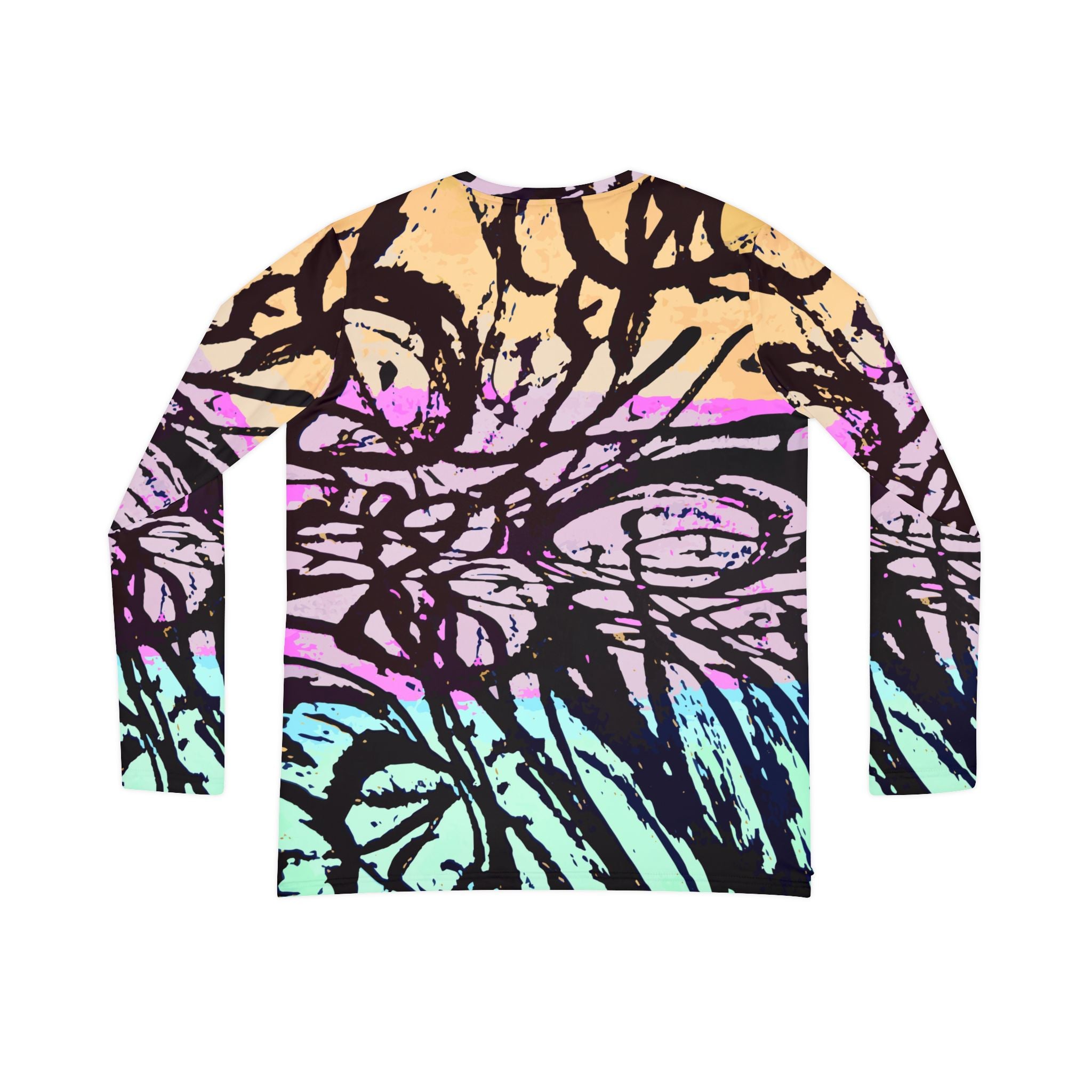 Abstract Pastel Scribble V‑Neck Long Sleeve — Women's Artistic All‑Over Print Shirt