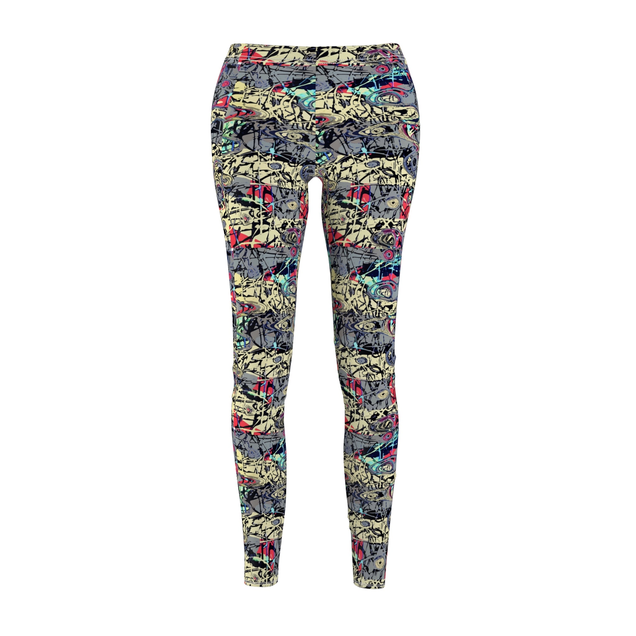 Abstract Graffiti Print Women's Leggings - Colorful All-Over Pattern