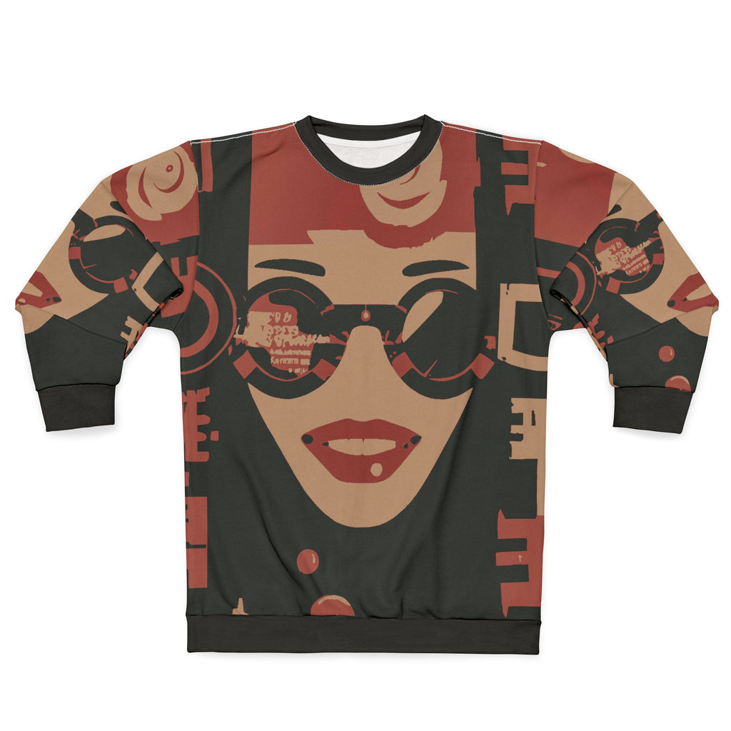 Retro Pop Art Face Sweatshirt – Vintage Graphic All-Over Print