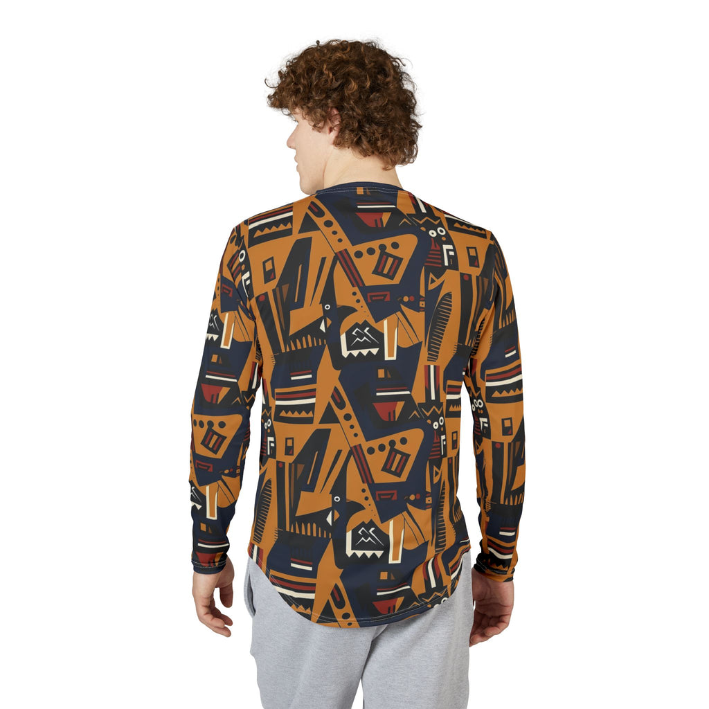 Abstract Tribal Pattern UV Sun Protection "UPF 50+" Long Sleeve Shirt — Men's All-Over Print