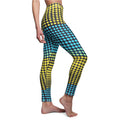 Women’s full-length leggings with yellow and teal retro halftone dot print