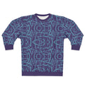 Blue Indigo Geometric All-Over-Print Sweatshirt — Abstract Tribal Pattern